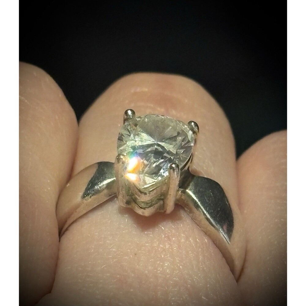 Vintage Signed UTC Sterling Silver Marquise CZ Ring Size 7.5 Statement Sparkle